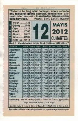 12 Mayıs 2012 Takvim Yaprağı EFM(N)1943 - 1