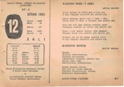 12 Nisan 1960 Ajans Türk Takvim Yaprağı (Şiirli Saatli) EFM(N)1569 - 3