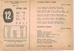 12 Nisan 1960 Ajans Türk Takvim Yaprağı (Şiirli Saatli) EFM(N)1569 - 2