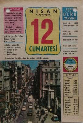 12 Nisan 1980 Takvim Yaprağı - Doğum Günü Hediyesi EFM(N)8426 - 1