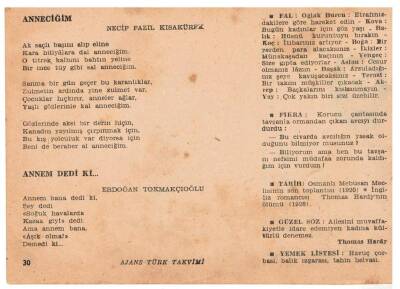 12 Ocak 1960 Ajans Türk Takvim Yaprağı(Şiirli Saatli) EFM(N)1086 - 2
