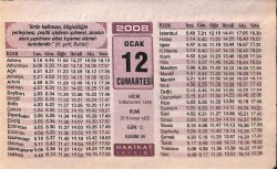 12 Ocak 2008 Takvim Yaprağı - Doğum Günü Hediyesi EFM(N)7478 - Gökçekoleksiyon