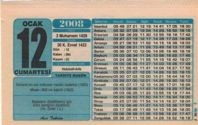 12 Ocak 2008 Takvim Yaprağı EFM(N)4937 - 1