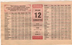 12 Ocak 2008 Takvim Yaprağı EFM(N)4999 - Gökçekoleksiyon