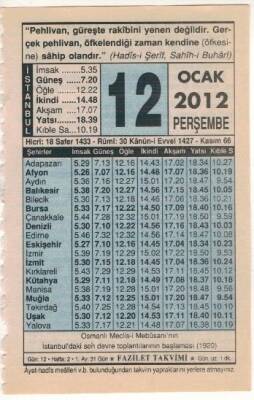 12 Ocak 2012 Takvim Yaprağı EFM(N)1495 - 2