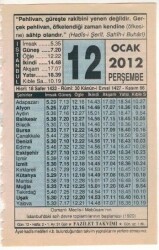 12 Ocak 2012 Takvim Yaprağı EFM(N)1495 - 1