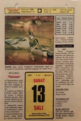 12 Şubat 1979 Takvim Yaprağı - Doğum Günü Hediyesi EFM(N)7598 - 1