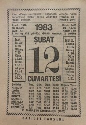 12 Şubat 1983 Takvim Yaprağı - Doğum Günü Hediyesi EFM(N)7809 - Gökçekoleksiyon