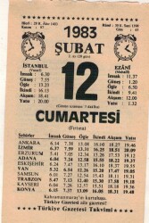 12 Şubat 1983 Takvim Yaprağı EFM(N)5392 - Gökçekoleksiyon