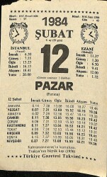12 Şubat 1984 Takvim Yaprağı - Doğum Günü Hediyesi EFM(N)11802 - Gökçekoleksiyon