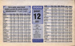 12 Şubat 2008 Takvim Yaprağı - Doğum Günü Hediyesi EFM(N)7506 - Gökçekoleksiyon