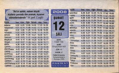 12 Şubat 2008 Takvim Yaprağı - Doğum Günü Hediyesi EFM(N)7506 - 1