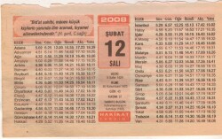 12 Şubat 2008 Takvim Yaprağı EFM(N)5559 - Gökçekoleksiyon