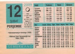 12 Şubat 2009 Takvim Yaprağı EFM(N)5617 - 3