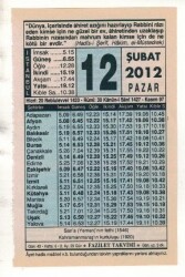 12 Şubat 2012 Takvim Yaprağı EFM(N)1853 - 1