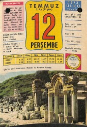 12 Temmuz 1973 Takvim Yaprağı - Doğum Günü Hediyesi EFM(N)11921 - Gökçekoleksiyon