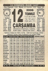12 Temmuz 2006 Takvim Yaprağı - Doğum Günü Hediyesi EFMN15779 - Gökçekoleksiyon