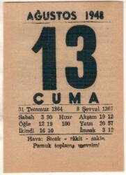 13 Ağustos 1948 Takvim Yaprağı EFM(N)1459 - 3