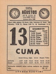 13 Ağustos 1976 Takvim Yaprağı EFM(N)2355 - 3