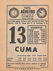 13 Ağustos 1976 Takvim Yaprağı EFM(N)2355 - 1