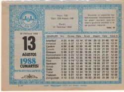 13 Ağustos 1988 Takvim Yaprağı EFM(N)2359 - 1