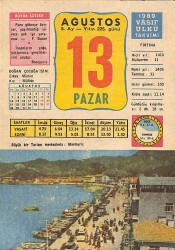 13 Ağustos 1989 Takvim Yaprağı - Doğum Günü Hediyesi EFM(N)9538 - Gökçekoleksiyon