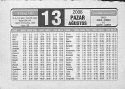 13 Ağustos 2006 Takvim Yaprağı - Doğum Günü Hediyesi EFMN14160 - Gökçekoleksiyon