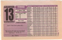 13 Ağustos 2008 Takvim Yaprağı EFM(N)2364 - 2