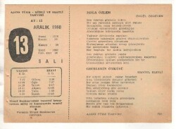 13 Aralık 1960 Ajans Türk Takvim Yaprağı (Şiirli Saatli) EFM(N) 1809 - 2