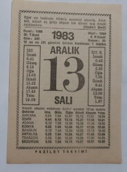 13 Aralık 1983 Takvim Yaprağı - Doğum Günü Hediyesi EFM(N)6893 - Gökçekoleksiyon