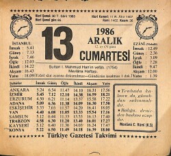 13 Aralık 1986 Takvim Yaprağı - Doğum Günü Hediyesi EFMN14860 - Gökçekoleksiyon