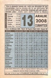 13 Aralık 2008 Takvim Yaprağı - Doğum Günü Hediyesi EFMN15320 - Gökçekoleksiyon