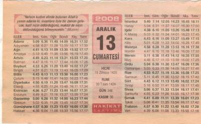 13 Aralık 2008 Takvim Yaprağı EFM(N)4448 - 2