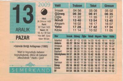 13 Aralık 2009 Takvim Yaprağı EFM(N)4387 - 2