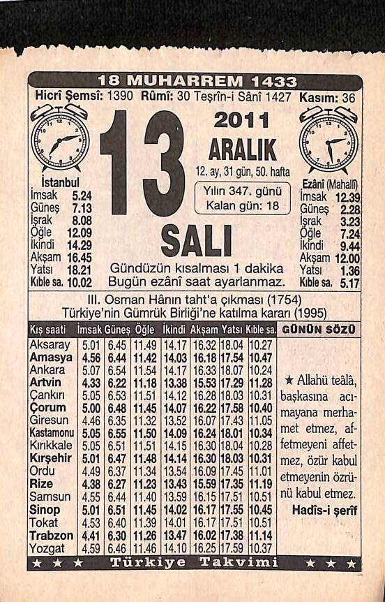 13 Aralık 2011 Takvim Yaprağı - Doğum Günü Hediyesi EFMN15246 - 1