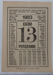 13 Ekim 1983 Takvim Yaprağı - Doğum Günü Hediyesi EFM(N)6716 - Gökçekoleksiyon