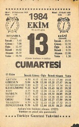 13 Ekim 1984 Takvim Yaprağı - Doğum Günü Hediyesi EFMN14570 - Gökçekoleksiyon
