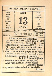 13 Ekim 1985 Takvim Yaprağı - Doğum Günü Hediyesi EFMN14956 - Gökçekoleksiyon