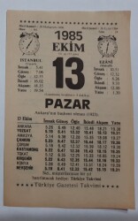 13 Ekim 1985 Takvim Yaprağı - Doğum Günü Hediyesi EFM(N)6658 - Gökçekoleksiyon