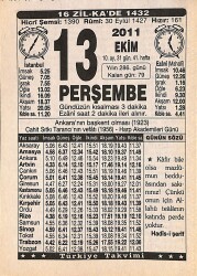 13 Ekim 2011 Takvim Yaprağı - Doğum Günü Hediyesi EFMN15921 - Gökçekoleksiyon