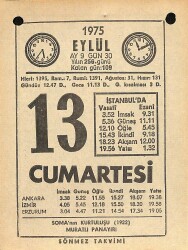 13 Eylül 1975 Takvim Yaprağı - Doğum Günü Hediyesi EFM(N)12533 - Gökçekoleksiyon