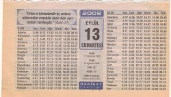 13 Eylül 2008 Takvim Yaprağı EFM(N)2723 - 3