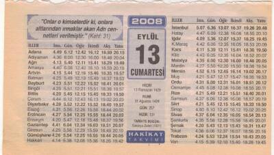 13 Eylül 2008 Takvim Yaprağı EFM(N)2723 - 3