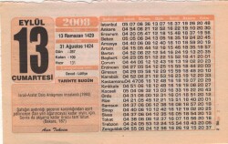 13 Eylül 2008 Takvim Yaprağı EFM(N)2724 - 3