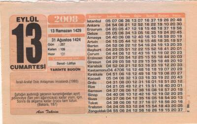 13 Eylül 2008 Takvim Yaprağı EFM(N)2724 - 3