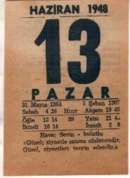 13 Haziran 1948 Takvim Yaprağı EFM(N)1398 - 1
