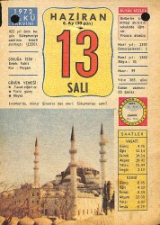 13 Haziran 1972 Takvim Yaprağı - Doğum Günü Hediyesi EFM(N)12165 - Gökçekoleksiyon