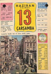 13 Haziran 1973 Takvim Yaprağı - Doğum Günü Hediyesi EFM(N)12358 - Gökçekoleksiyon