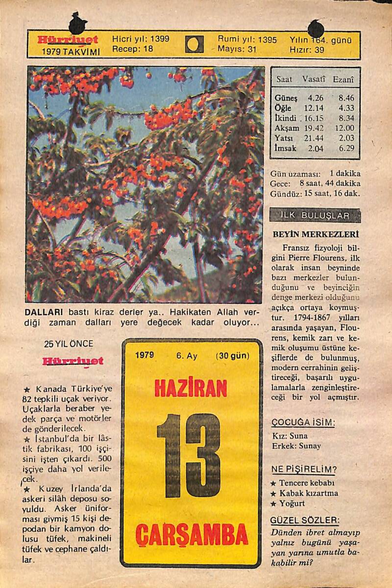 13 Haziran 1979 Takvim Yaprağı - Doğum Günü Hediyesi EFMN14459 - 1