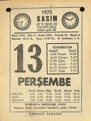 13 Kasım 1975 Takvim Yaprağı - Doğum Günü Hediyesi EFM(N)12588 - Gökçekoleksiyon